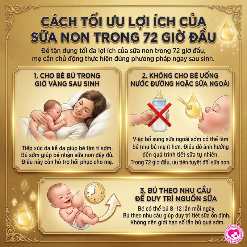 Cách tối ưu sữa non trong 72 giờ đầu